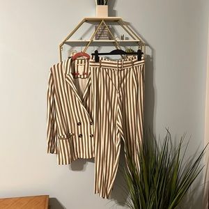 Tan Striped Suit Set